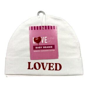 Love In The Air Newborn Baby Beanie Loved Cotton Blend New With Tags White & Red